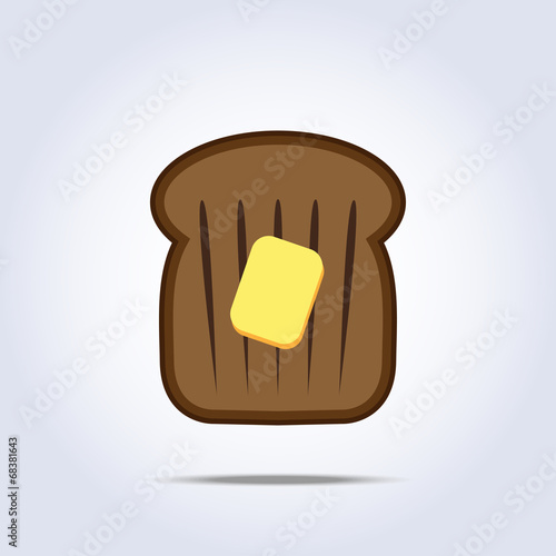 Black bread toast icon with butter