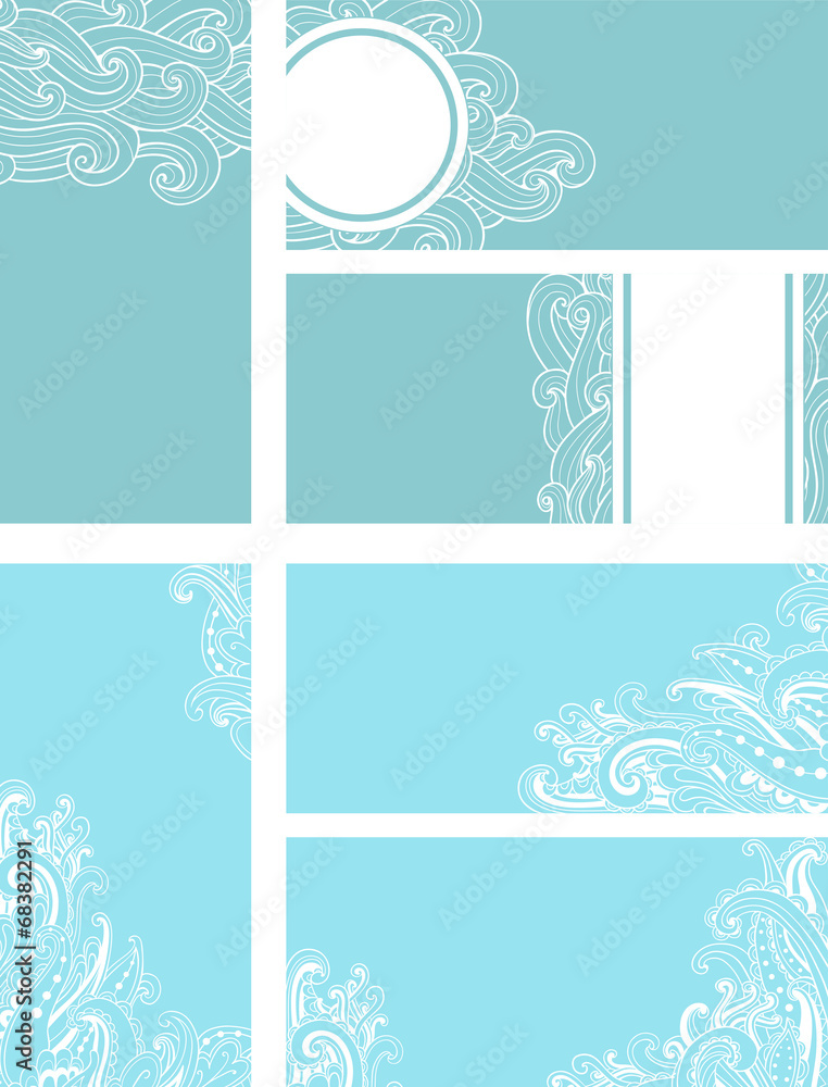 Blue decorative vector cards