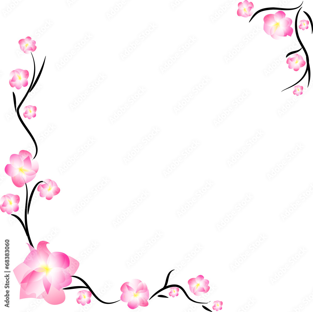 Pink flower frame, isolated on white Pink flower frame, isolated on white