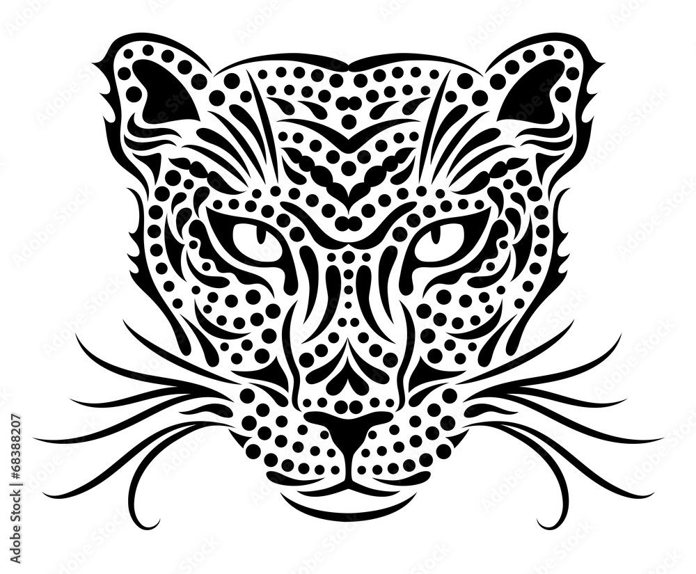 Naklejka premium Head of a wild leopard.