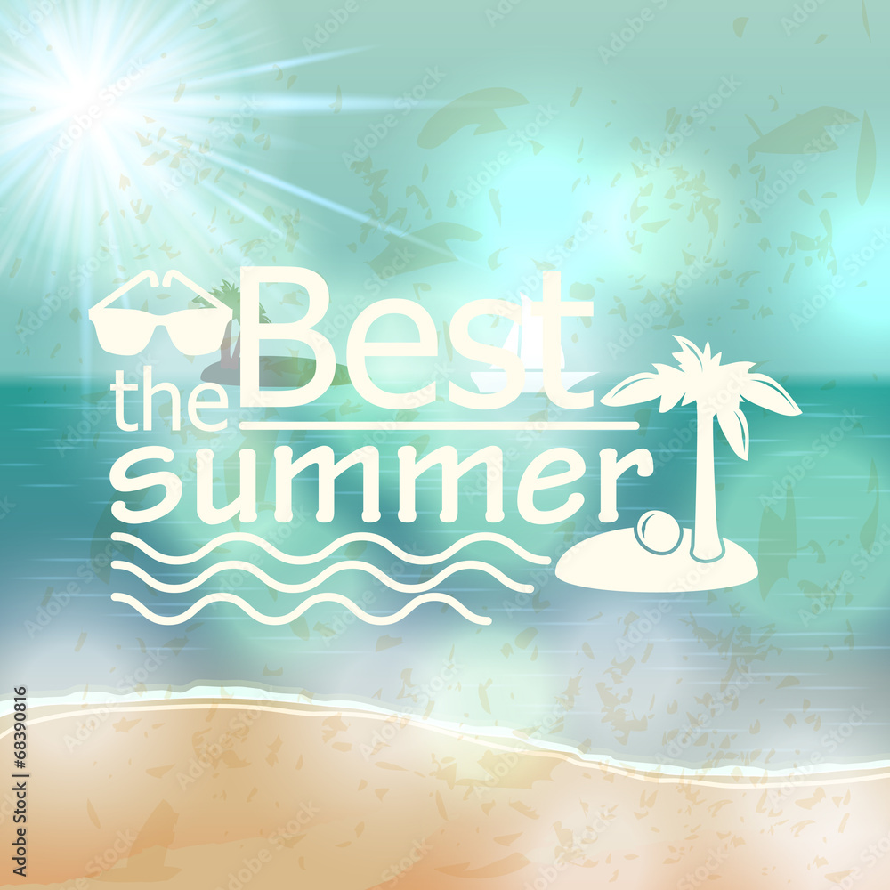 Colorful blurred hipster summer background with text