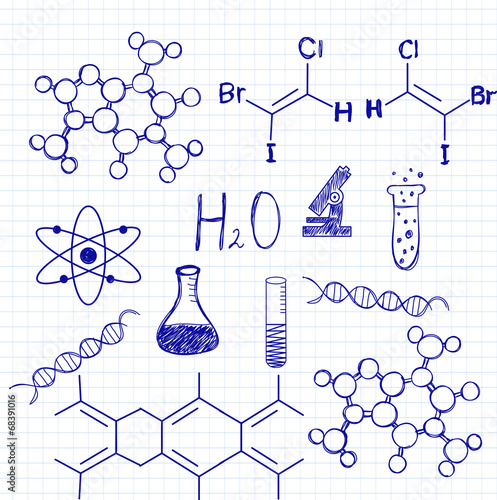drawing in a notebook "chemistry"