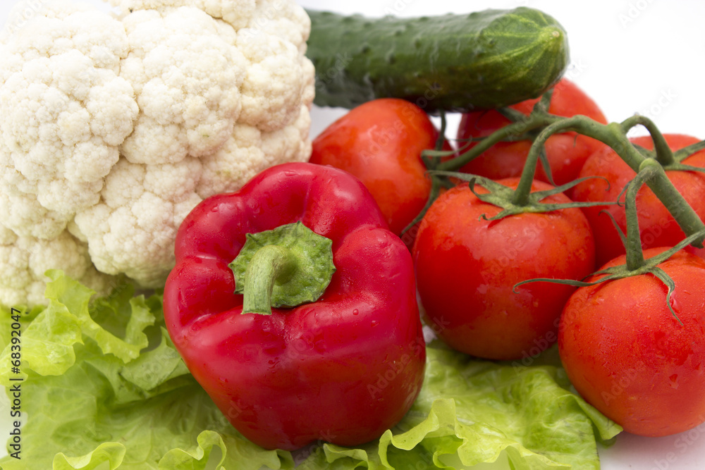 cucumbers, tomatoes, peppers, lettuce, cauliflower cucumbers, tomatoes, peppers, lettuce, cauliflower
