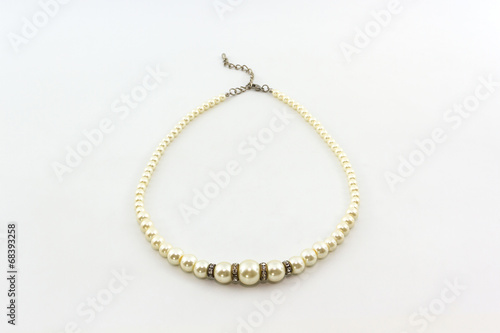 Elegant white pearl necklace.