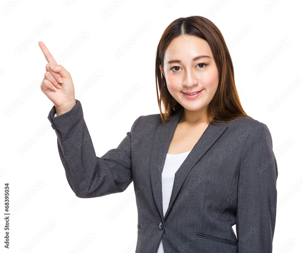 Indonesian mixed race businesswoman finger point out Indonesian mixed race businesswoman finger point out