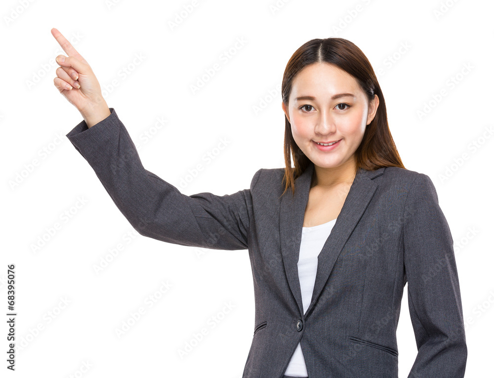 Indonesian Chineses mixed race businesswoman finger up Indonesian Chineses mixed race businesswoman finger up