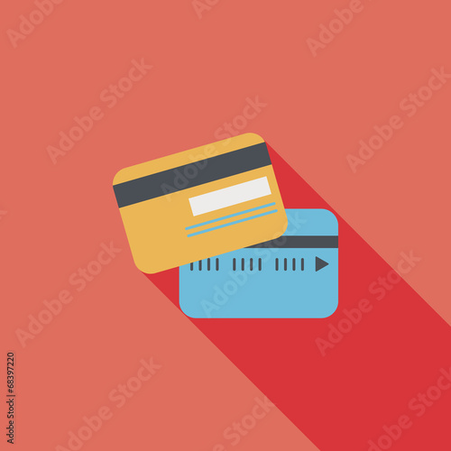 credit card flat icon with long shadow