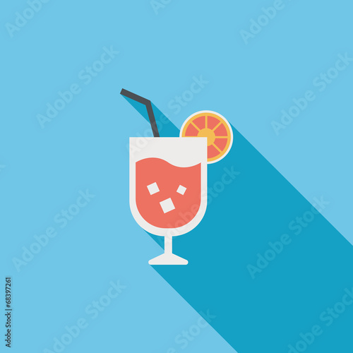 cocktail flat icon with long shadow