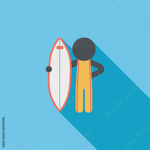 surfing flat icon with long shadow