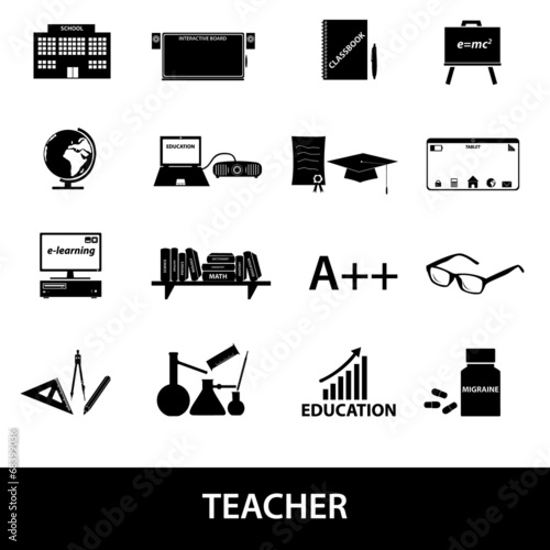 teacher profession and teaching icons eps10