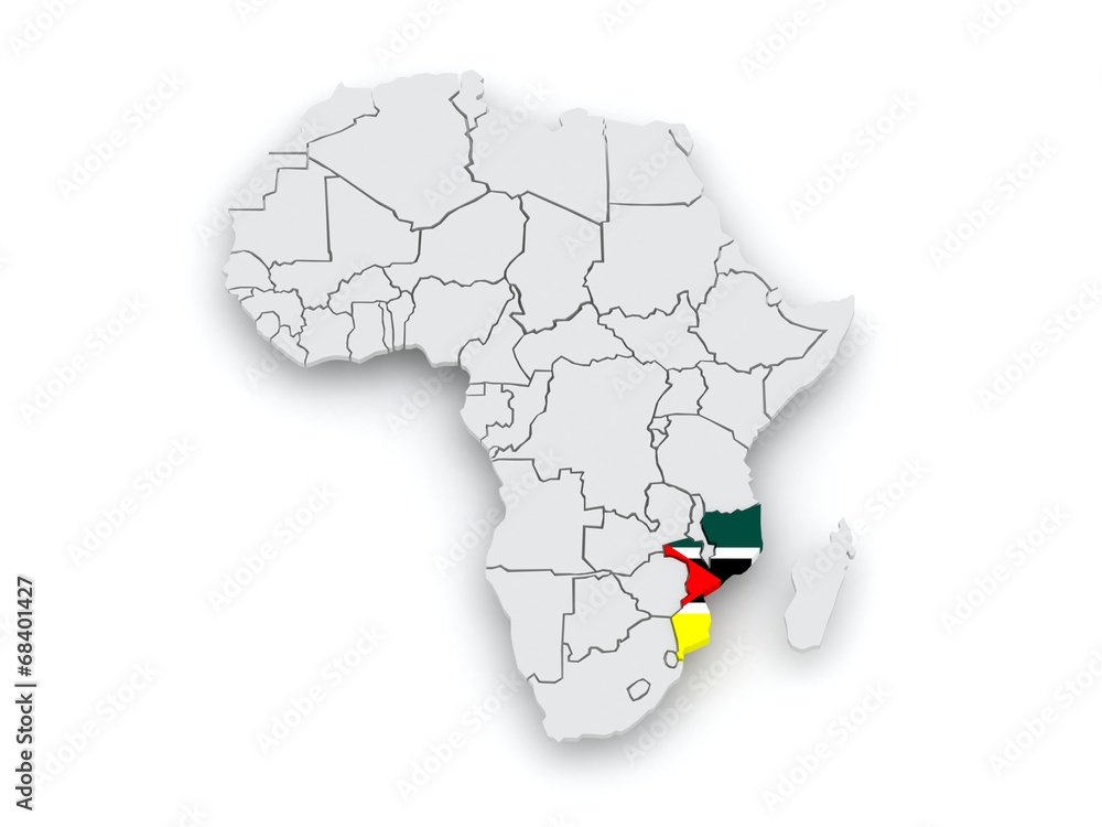 Map of worlds. Mozambique. Map of worlds. Mozambique.