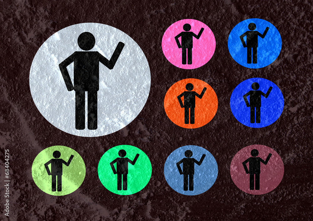 Pictogram Man Woman Sign icons on wall texture background desig Pictogram Man Woman Sign icons on wall texture background desig