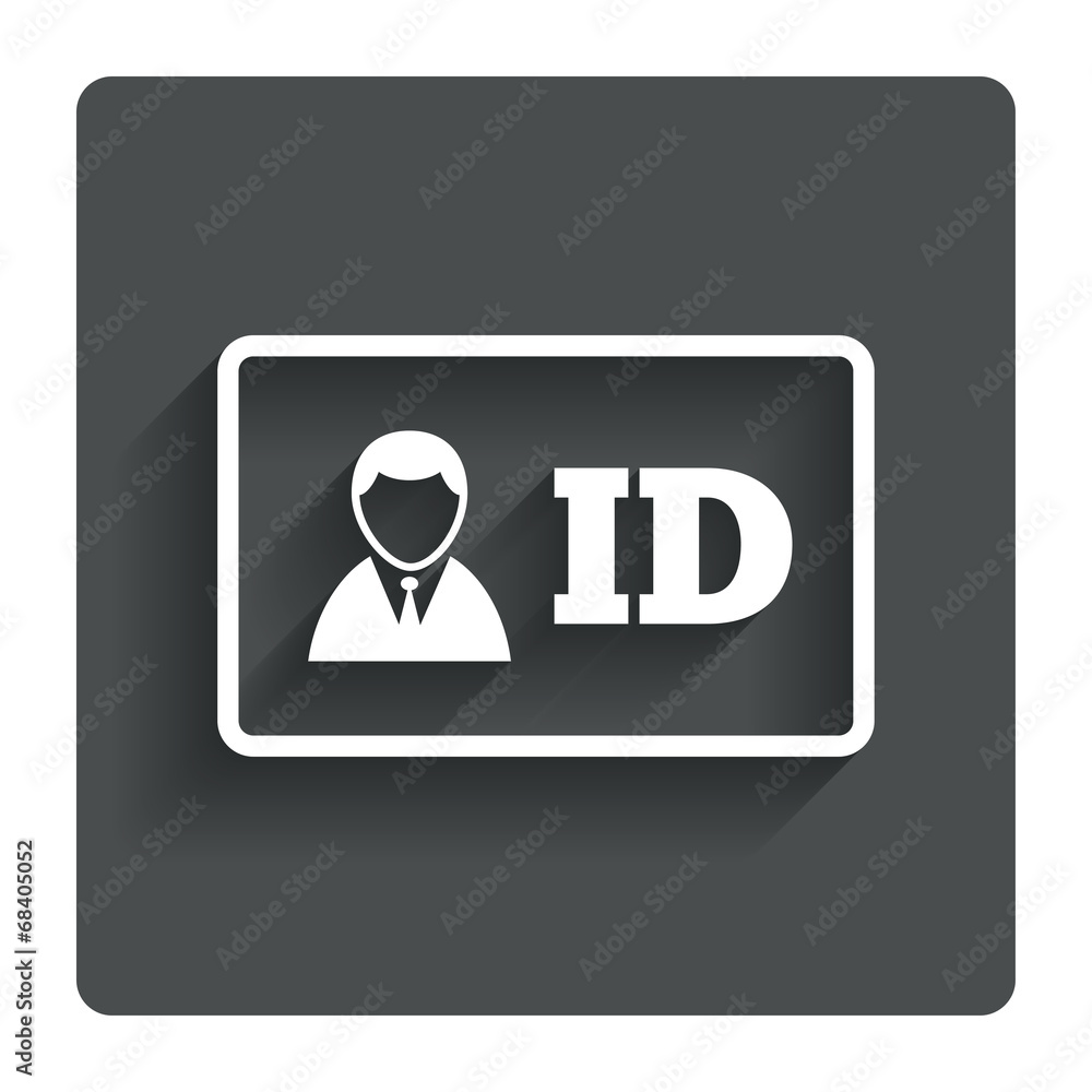 ID card sign icon. Identity card badge symbol. ID card sign icon. Identity card badge symbol.
