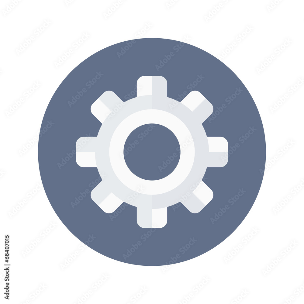 White gear wheel icon over blue White gear wheel icon over blue
