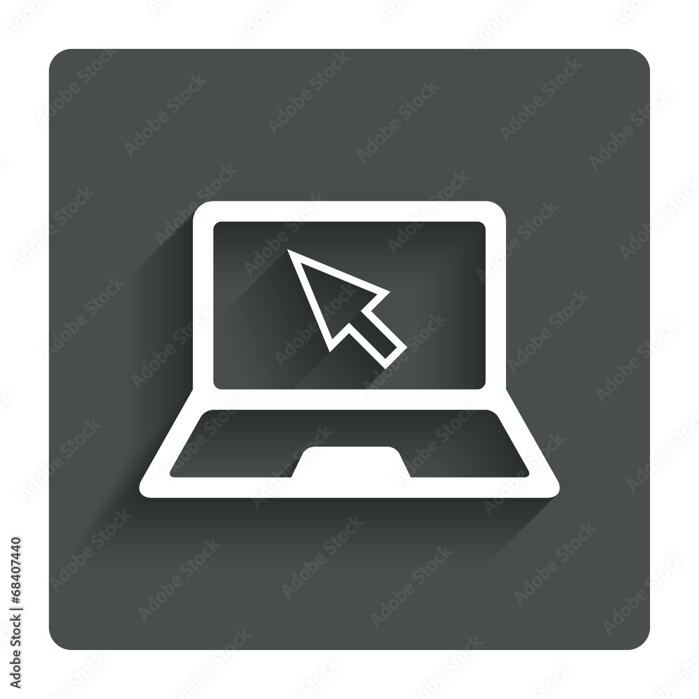 Laptop sign icon. Notebook pc with cursor symbol Laptop sign icon. Notebook pc with cursor symbol