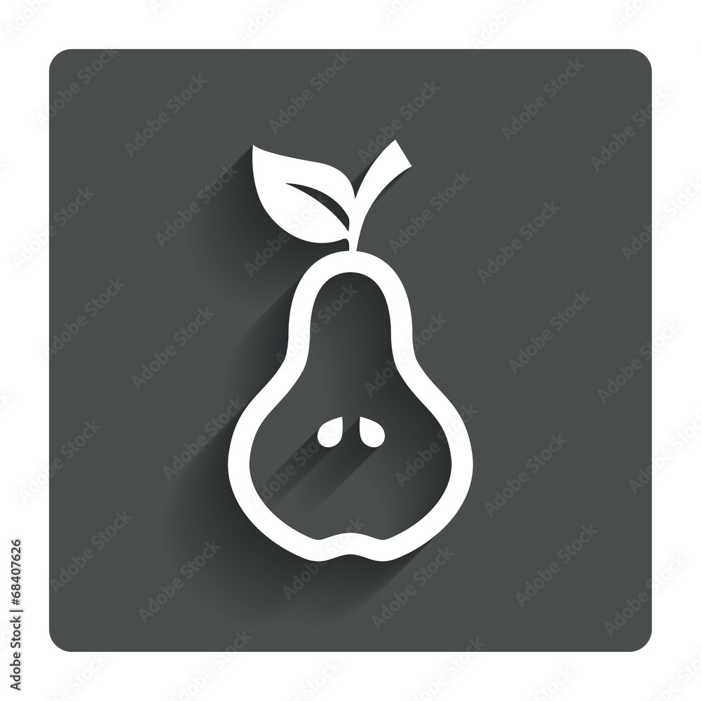 Pear with leaf sign icon. Fruit symbol.