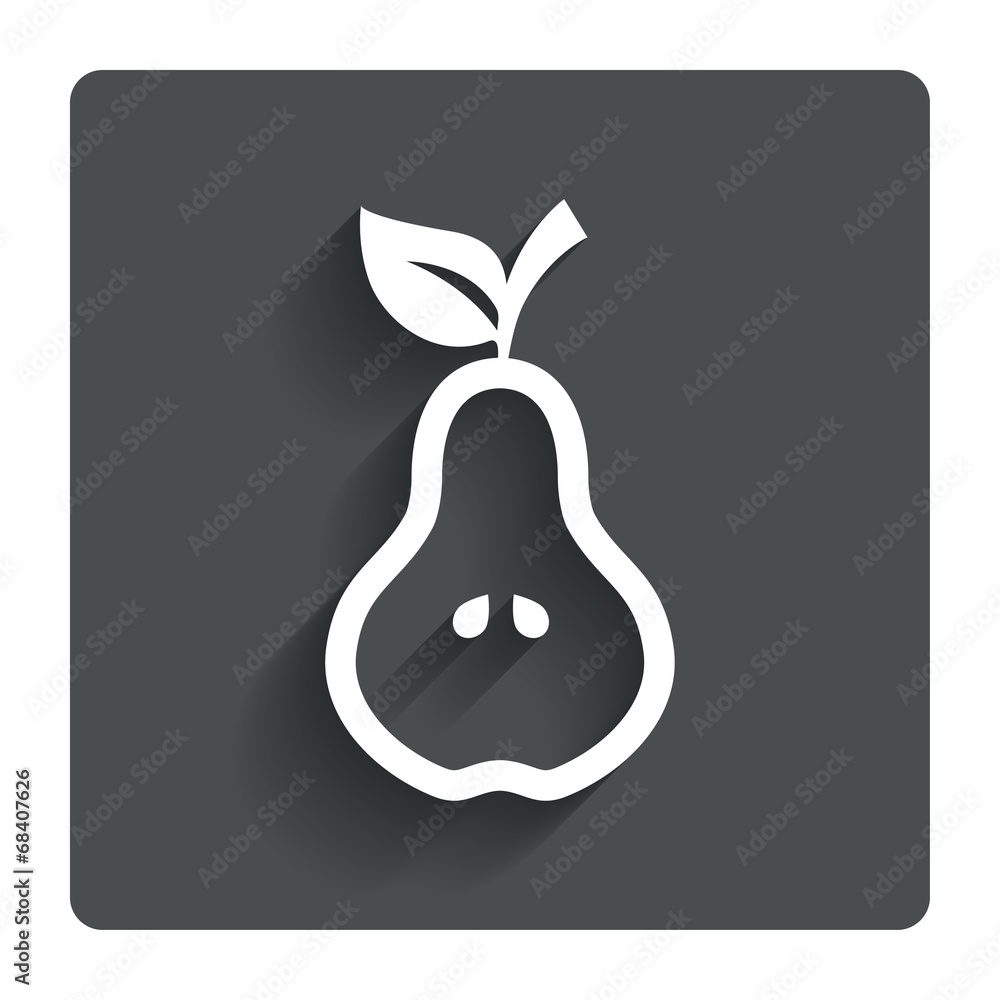 Pear with leaf sign icon. Fruit symbol. Pear with leaf sign icon. Fruit symbol.