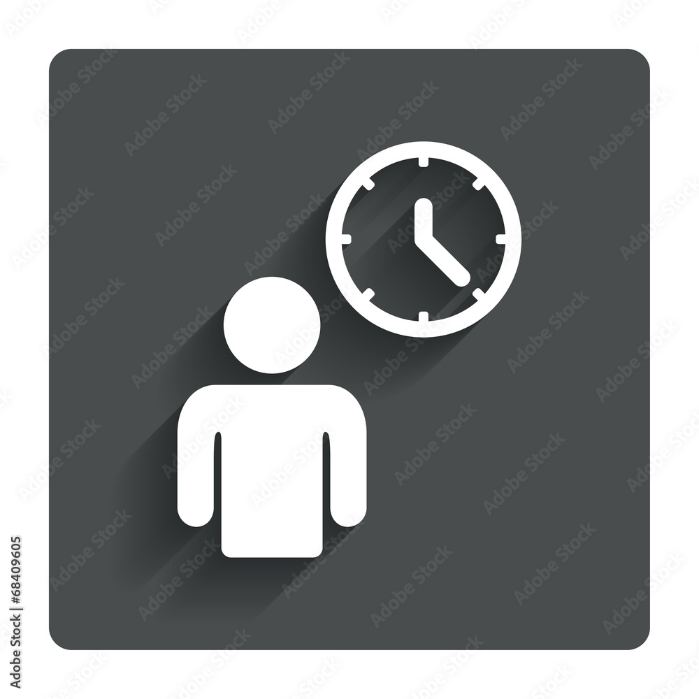 Person waiting sign icon. Time symbol. Person waiting sign icon. Time symbol.