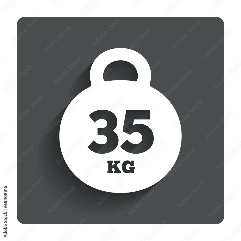 Weight sign icon. 35 kilogram (kg). Sport symbol Weight sign icon. 35 kilogram (kg). Sport symbol