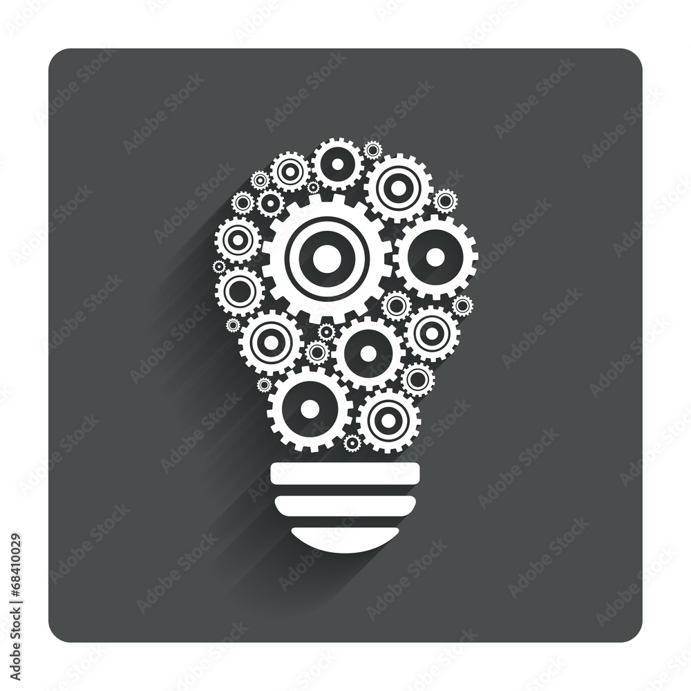 Light lamp sign icon. Bulb with gears symbol. Light lamp sign icon. Bulb with gears symbol.