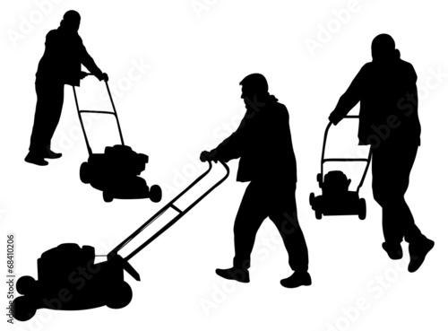 Man with lawn mower
