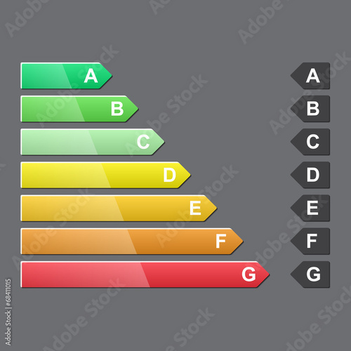 Energy efficiency rating, glossy design, vector illustration