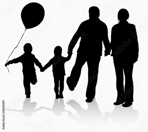 Grandparents with grandchildren silhouettes