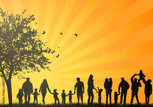 Big family silhouettes