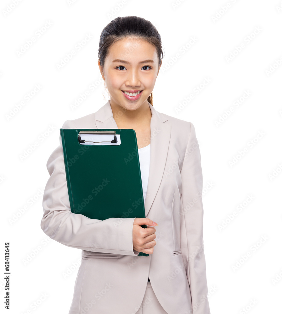 Asian businesswoman with clipboard Asian businesswoman with clipboard