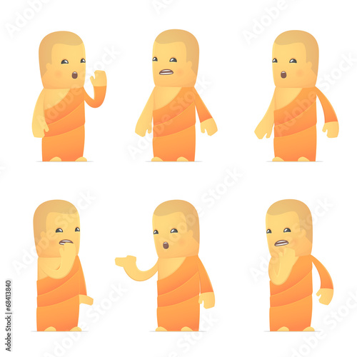 set of monk character in different poses