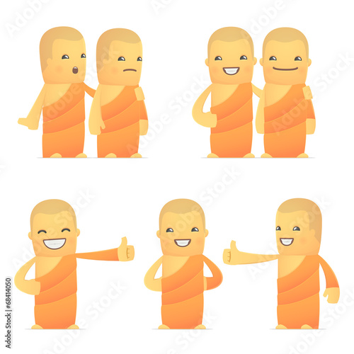 set of monk character in different poses