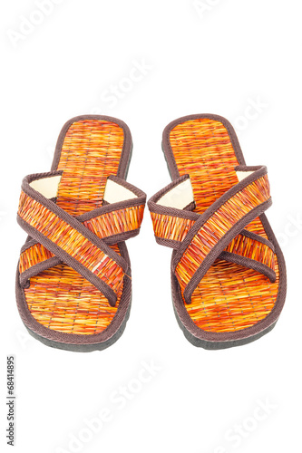 flip flop sandals beach shoes on white background