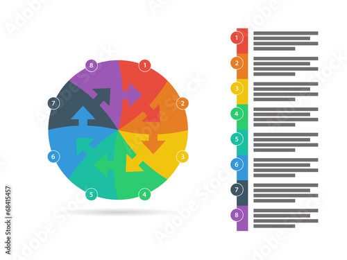 Eight sided arrow puzzle flat business diagram vector