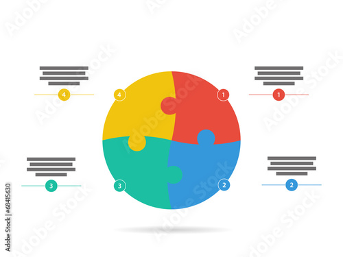 Four sided flying text field flat puzzle diagram vector