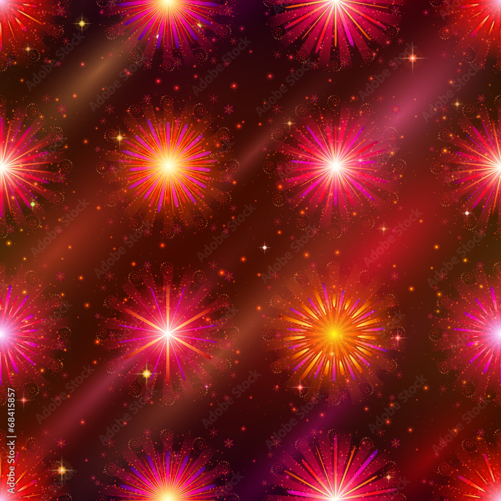 Naklejka premium Fireworks, seamless