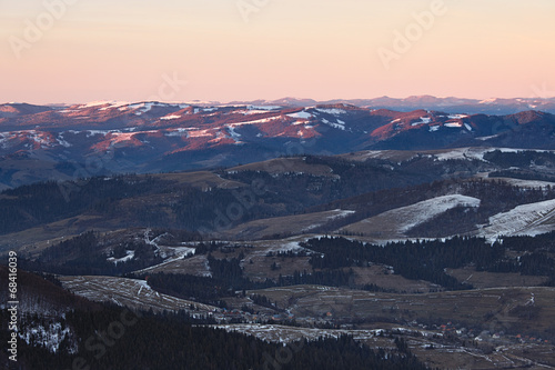 Panorama of Carpathian mountains hills