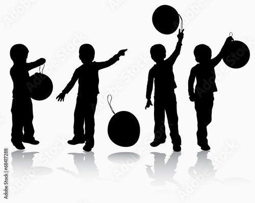 Boy with balloon silhouette