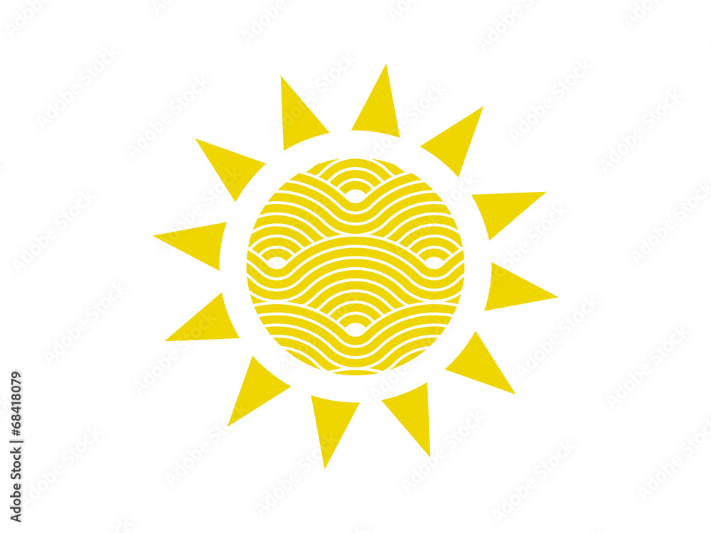 Sun shape symbol described by curvy waves vector Sun shape symbol described by curvy waves vector