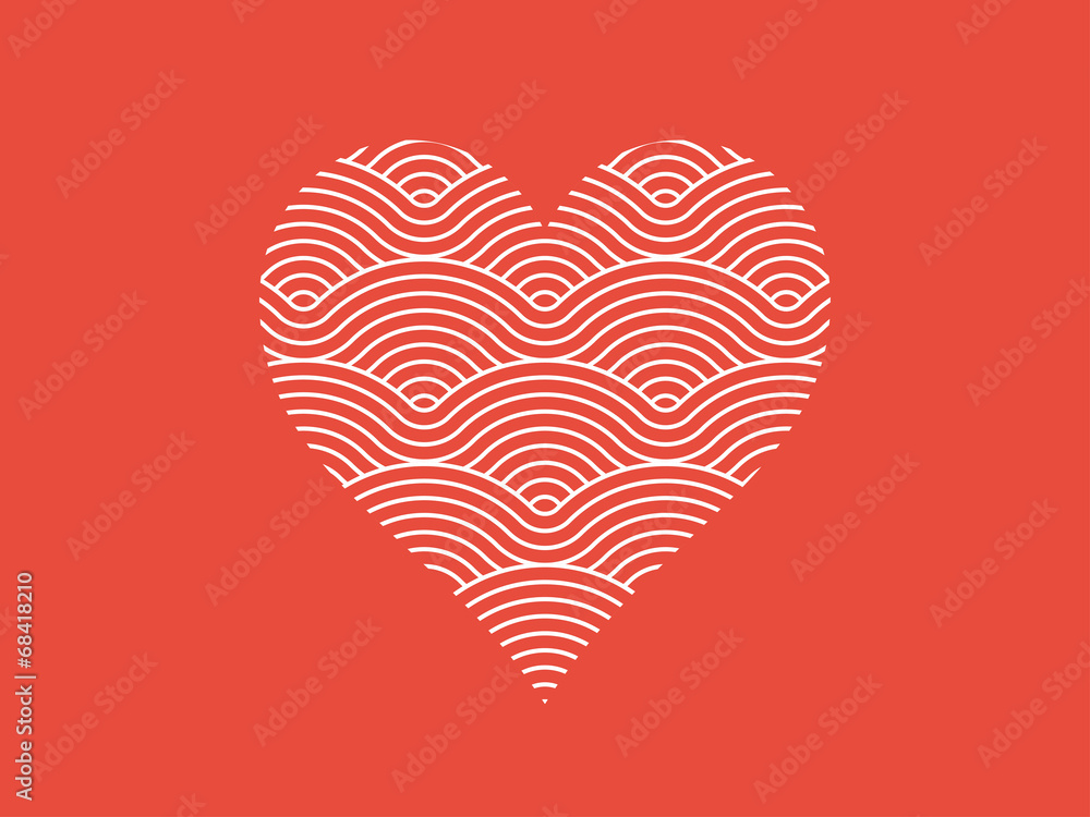 Heart shape symbol described by curvy waves vector