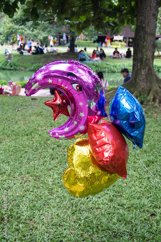 colorful air balloons in garden