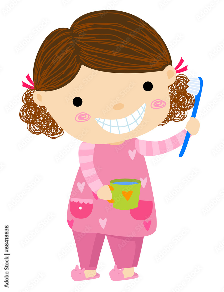 Little girl and toothbrush