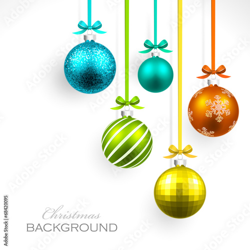 Christmas balls with ribbon and bows