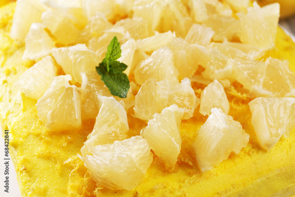 Tasty lemon cake, close up Tasty lemon cake, close up
