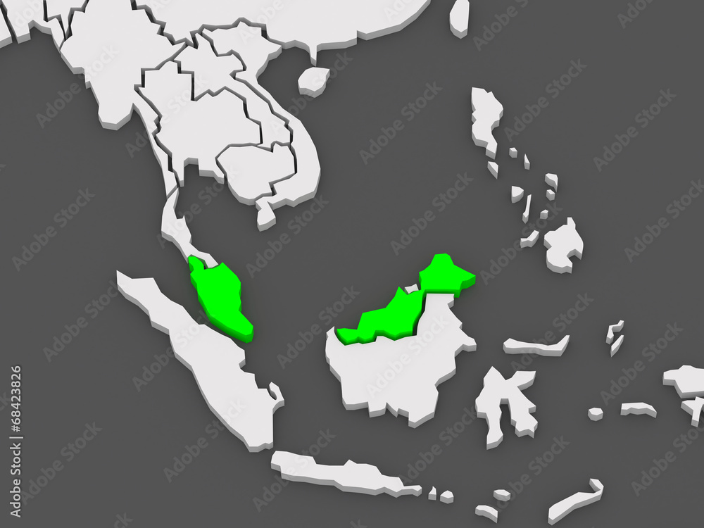 Fototapeta premium Map of worlds. Malaysia.