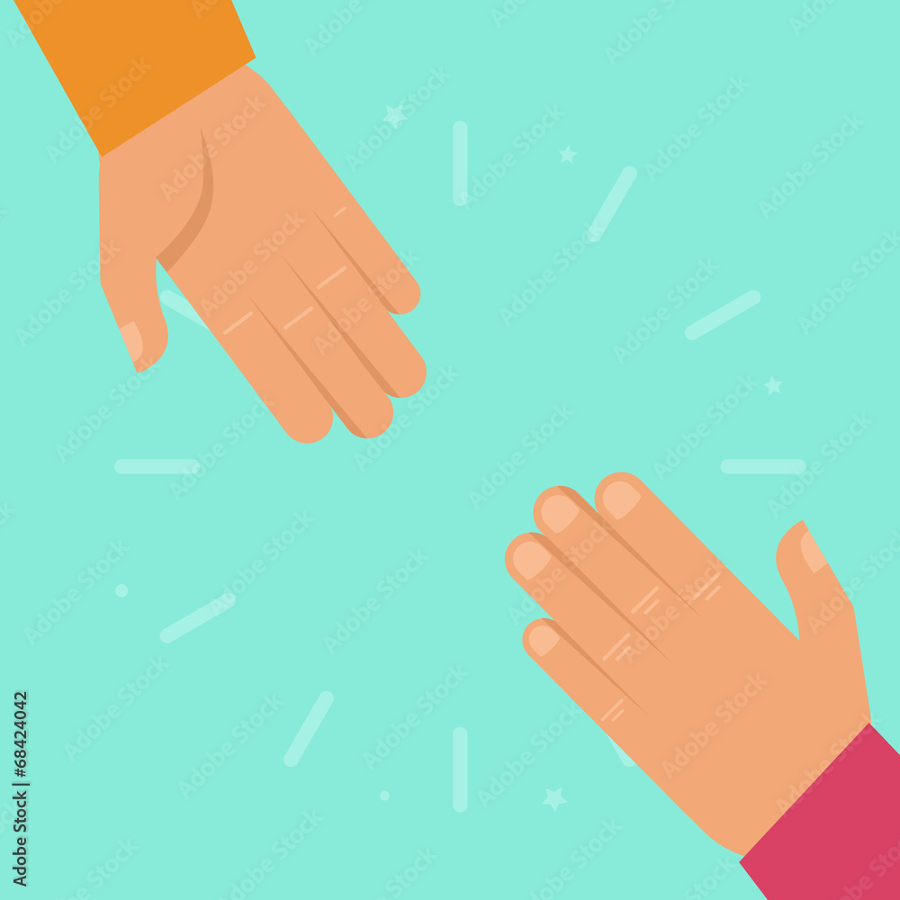Vector helping hands in flat style Vector helping hands in flat style