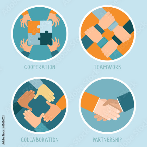 Vector teamwork and cooperation concept