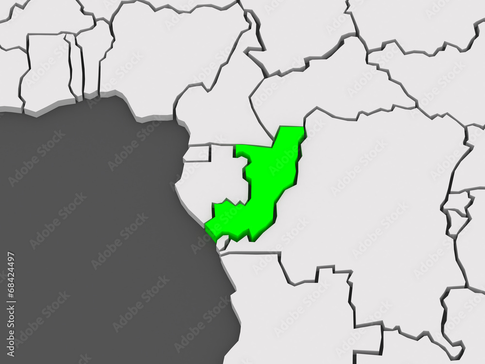 Fototapeta premium Map of worlds. Republic of the Congo.
