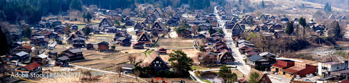 Fotografi panoramic view of Shirakawa-go village, Japan