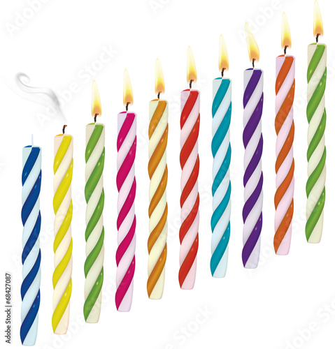 Set of birthday multicolored candles.