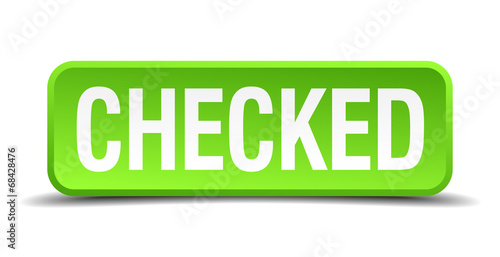 checked green 3d realistic square isolated button